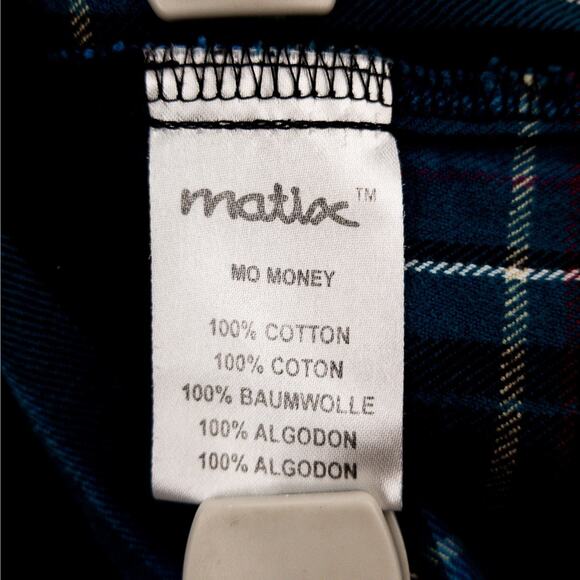 Snap Flannel Shirt Matix Mike Mo Collab Men’s Large Blue Black Plaid Skatewear - Picture 8 of 12